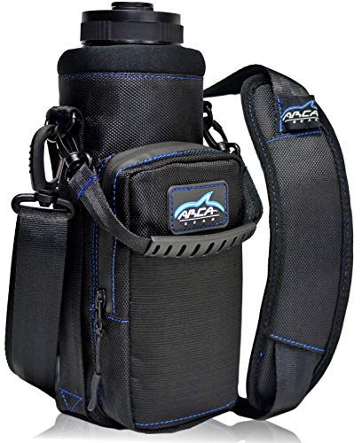 Arca Gear 40 oz Hydro Carrier – Insulated Water Bottle Sling w/Carry Handle, Shoulder Strap, Wallet and Two Pouches – The Perfect Flask Accessory – Black