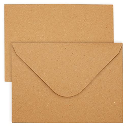 A6 Kraft Paper Invitation Envelopes 4×6 for Baby Shower Announcements, Birthday Parties, Wedding, V-Flap Brown Envelopes for Office Supplies, Stationery (50-Pack)
