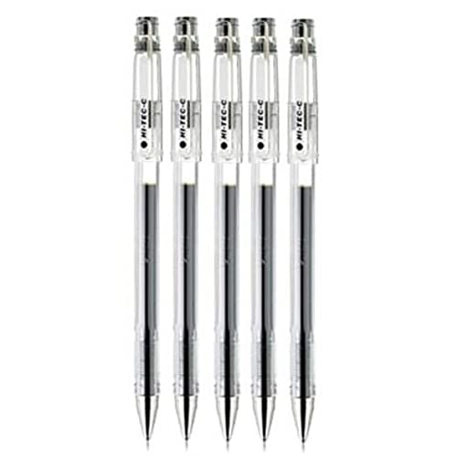 Pilot Hi-Tec-C 05 Gel Ink Pen, Fine Point 0.5mm, Black Ink, LH-20C5, Value Set of 5