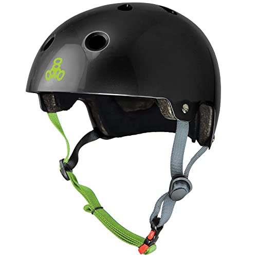 Triple Eight Dual Certified Bike and Skateboard Helmet, Black Glossy, Large / X-Large