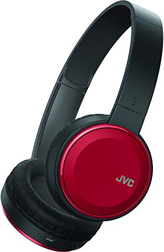 JVC Wireless Lightweight Flat Foldable On Ear Bluetooth Wireless Headband with Mic, Red (HAS190BTR)