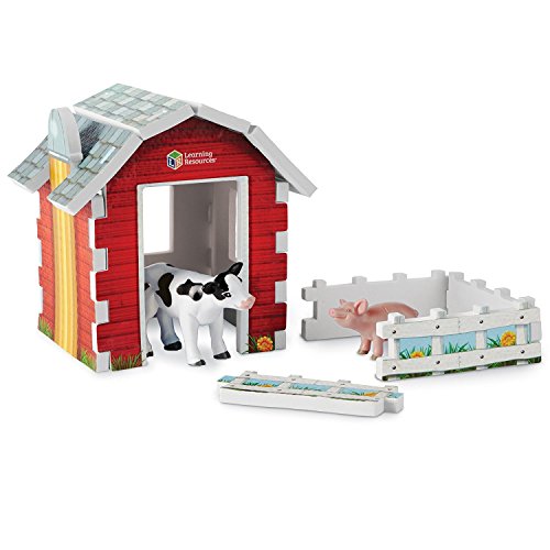 Learning Resources Jumbo Farm Foam Play Set, Contains Pig, Cow, Barn, Pen, 14 Pieces, Ages 3+