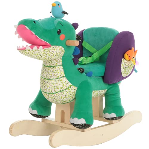 labebe Child Rocking Horse Toy, Stuffed Animal Rocker, Green Crocodile Plush Rocker Toy for Kid 6 Month -3 Years, Wooden Rocking Horse Chair/Child Rocking Toy/Rocking Horse/Rocker/Animal Ride on