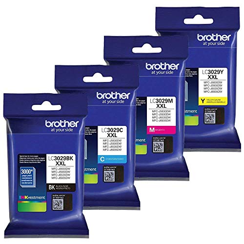 Brother Genuine LC3029 (LC-3029) (BK/C/M/Y) Super High Yield Color Ink 4-Pack (Includes 1 Each LC3029BK, LC3029C, LC3029M, LC3029Y)