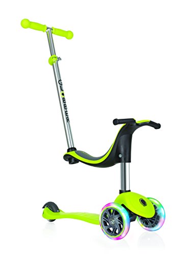 Globber Go Up Sporty 3 in 1 Kick Scooter for Kids and Toddlers | 3 Mode Ride On Scooter for Ages 15 Months to 3+ | Adjustable Outdoor Ride on Toy for Toddlers (Lime Green)