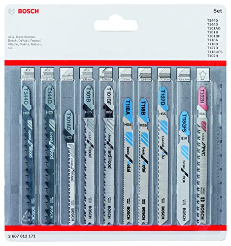 Bosch Professional 10-Piece Set Jigsaw blades set (for wood and metal, accessories for jigsaw with T-shank mounting)