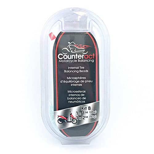 Counteract KIT-B Motorcycle Do It Yourself Tire/Wheel Balancing Beads Kit – (1) 1oz (1) 2oz DIY Bead Bags, (2) Valve Caps and Cores, (1) Core Remover, Injector Bottle