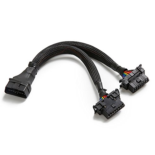 bbfly-B6 OBD2 Splitter 16 Pin OBD II Splitter Extension 1x Male and 2X Female Extension Cable Adapter (1FT/30CM) (1Pack)