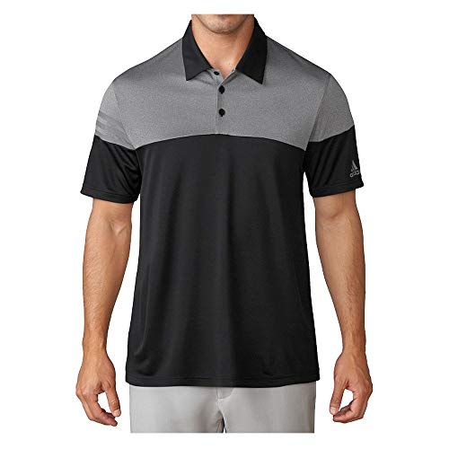 adidas Golf Men’s Golf 3-Stripes Heather Block Polo Shirt, Black, X-Large