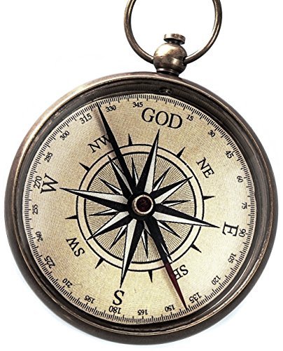God is My Guide Brass Compass Gift with Display Stand – Engraved Scripture Prayer Compass Religious Gift for Men & Women – Baptism, Confirmation, First Communion Compass for Boys Graduation Gift