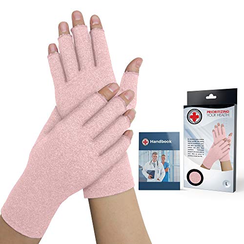 Doctor Developed Ladies Arthritis gloves/Compression gloves for Women & Handbook (M)