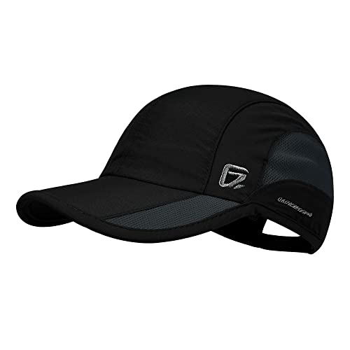 GADIEMKENSD Outdoor Running Hat Men’s Cooling UPF50+ Womens Baseball Cap Sport Mesh Sun Hat Trucker Dad Hats Quick Dry Breathable Unstructured for Summer Camping Fishing Hiking Improved Black M