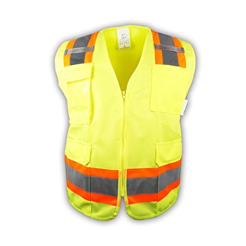 Surveyor Lime Two Tones Safety Vest, ANSI/ISEA 107-2015/ Photo ID Pocket (Medium)