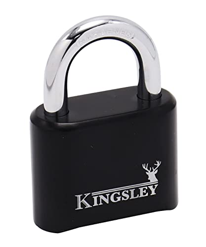 Kingsley Locks 22L Combo Lock, 10,000 Possible Combinations, Combination Padlock, Hardened Steel, Heavy Duty Outdoor Weatherproof Combo Lock for Sheds, Fence, Gym Lock, Gate, Sports Locker (Black)