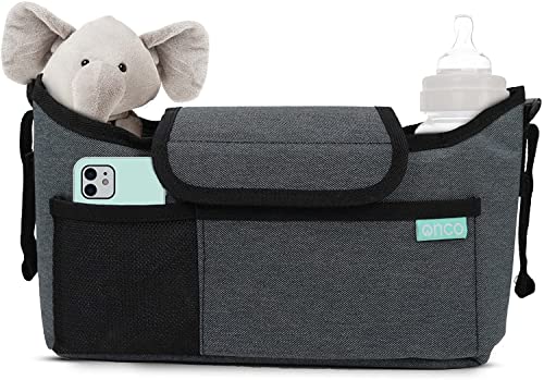 Onco Stroller Organizer – Caddy with Insulated Cup Holder for Phone & Baby Accessories – Universal Fit for Baby Jogger, Britax, Uppababy, Bugaboo, BOB and Umbrella