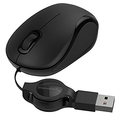 SABRENT Mini Travel USB Optical Mouse with Retractable Cable (MS-OPMN)