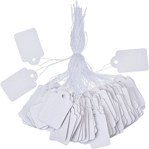 500 Pack White Marking Tags Jewelry Price Tags Hang Price Labels Display Tags with Hanging String