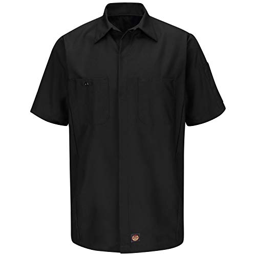 Red Kap Men’s Size Short Sleeve Solid Crew Shirt, Black, 2X-Large/Tall