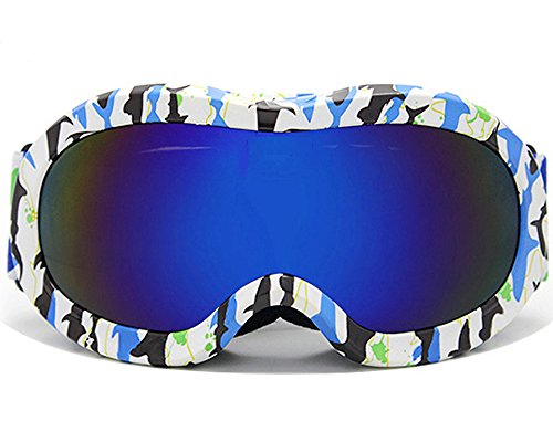 BeBeFun Toddler and Kids Snow Goggles Glasses for Boy and Girl with Anti-Fog Windproof UV400 Dual Lens for Ski and Snowbroading Age 3-9 (Dolphin)