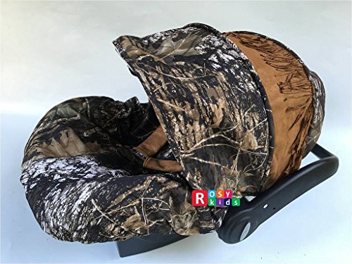 Rosy Kids Infant Carseat Canopy Cover 3pc Whole Caboodle, Baby Car Seat Cover Outdoor Kit, Oak Tree Camouflage Faux Suede Tassel