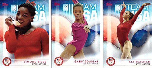 2016 Topps USA Gymnastics Olympic Team Lot of 3 Cards – Simone Biles, Gabby Douglas, and Aly Raisman