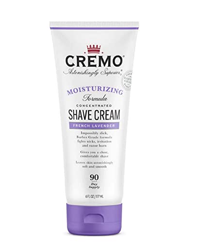 Cremo French Lavender Moisturizing Shave Cream, Astonishingly Superior Ultra-Slick Shaving Cream for Women Fights Nicks, Cuts and Razor Burn, 6 Fl Oz (Product Packaging Pay Vary)