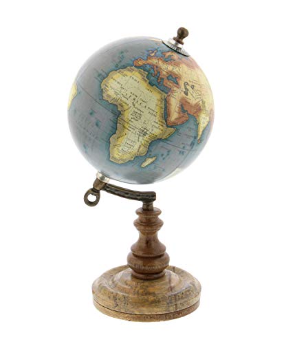 Deco 79 Plastic Globe with Wood Base, 5″ x 5″ x 10″, Brown
