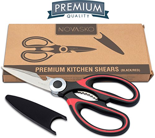 NOVASKO Premium Heavy Duty Kitchen Shears (Black/Red)