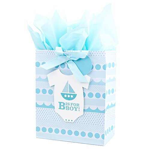 Hallmark Large Baby Shower Gift Bag with Tissue Paper (B is for Boy)