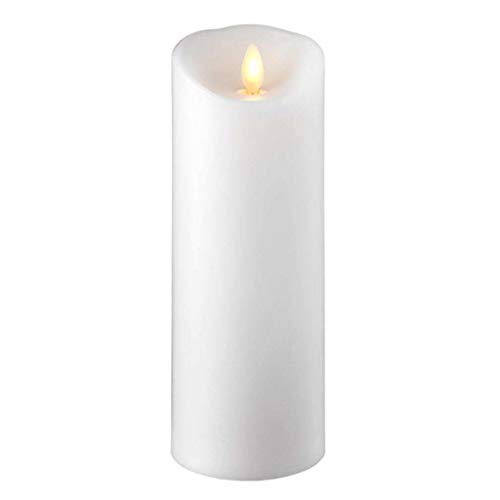 RAZ IMPORTS INC Push Flame Flameless Battery Operated LED Pillar Candle White 3″x 8″ for Home Décor, Holiday and Gift