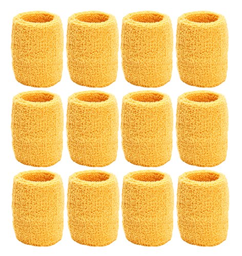 Unique Sports Wristbands/Sweatbands Pack of 12 (6 Pair) Gold