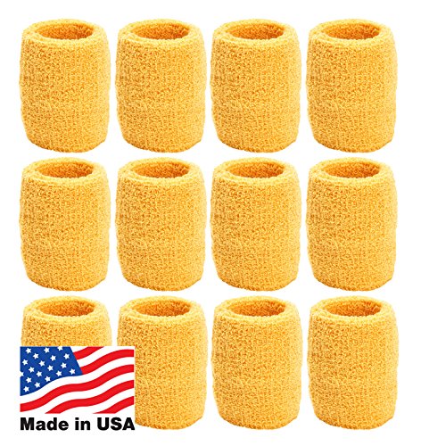 Unique Sports Wristbands/Sweatbands Pack of 12 (6 Pair) Gold | The Storepaperoomates Retail Market - Fast Affordable Shopping