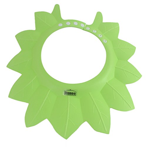 Dianoo Baby Shower Cap, Waterproof Children Kids Bathing Cap Shampoo Shower Protect Hat Adjustable – Leaf – Green, 1PCS