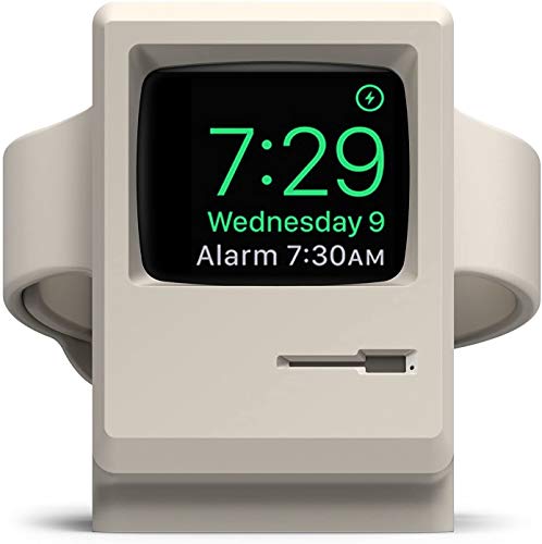 elago W3 Stand Compatible with Apple Watch Series 8/SE2/7/6/SE/5/4/3/2/1 (45mm, 44mm, 42mm, 41mm, 40mm, 38mm) (Classic White) – Classic Monitor Design, Compatible with Nightstand Mode