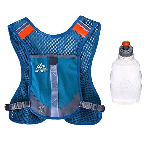 AONIJIE Premium Reflective Vest Give Sport Water Bottle as Gift for Running Cycling Clothes for Women Men Safety Gear with Pocket 3M Scotchlite with Reflective High Visibility (Blue)