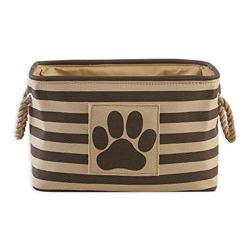 Bone Dry Pet Storage Collection Striped Paw Patch Bin, Small Rectangle, Brown