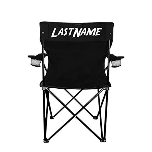 VictoryStore Outdoor Camping Chair – Custom Last Name Folding Chair- Black Camping Chair with Carry Bag (1)