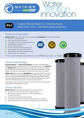 KX 06-250-10-GREEN | 10″ Pb1 Carbon Block Filters for Chlorine Taste and Odor, VOC, Cyst and Lead Reduction | KX MatriKX Powered by GREENBLOCK | Replaces 06-250-125-975 | The Storepaperoomates Retail Market - Fast Affordable Shopping