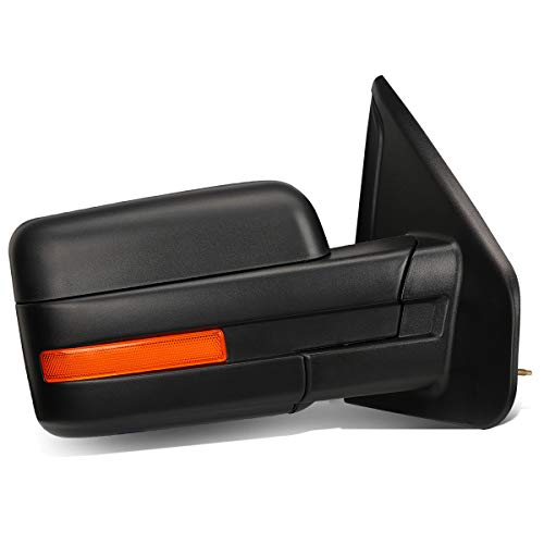 Right Passenger Side Black Power Heated Glass Manual Folding Rear View Tow Mirror Compatible with Ford F-150 04-14