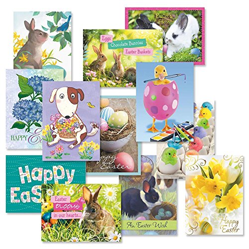 Current Easter Greeting Cards Value Pack – Set of 12, Envelopes Included, Inspiring Holiday Message, Great for Kids Happy Easter Notes and Friendship cards, 5 Inches x 7 Inches