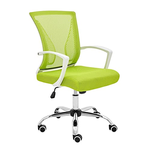 Modern Home Zuna Mid-Back Office Task Chair – Ergonomic Back Supporting Mesh Back Desk Chair (White/Lime)