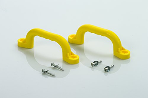 Plastic Playset Safety Handles, Yellow | One Pair | Compatible with Most Wooden Swing Sets | Hardware Included | Easy to Install | DIY Playground | Kids Play Set Accessory | Backyard Swingset