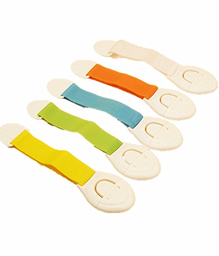 Borje Baby Safety Locks | Child Proof Cabinets, Drawers, Appliances, Toilet Seat, Fridge and Oven | no Tools or Drilling |Super Strong 3M Adhesive with Adjustable Strap (5-Pack Colorful)