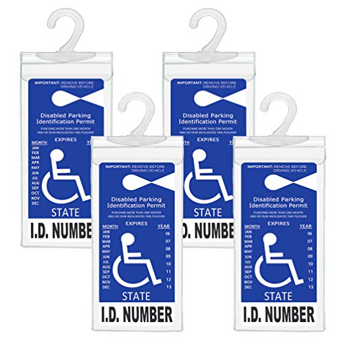 Handicapped Parking Placard Holder – Disabled Placard Protective Mirror Tag Holder with Larger Hanger by Tbuymax(Set of 4)