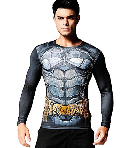 Red Plume Men’s Compression Sports Shirt Cool 3D Bat Long Sleeve Tee (L, Bat) | The Storepaperoomates Retail Market - Fast Affordable Shopping