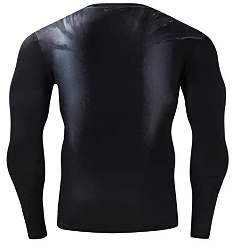 Red Plume Men’s Compression Sports Shirt Cool 3D Bat Long Sleeve Tee (L, Bat) | The Storepaperoomates Retail Market - Fast Affordable Shopping