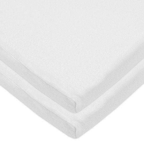 American Baby Company 2 Pack 100% Cotton Knit Fitted 18″ x 36″ Cradle/Bassinet Sheet – Compatible with Mika Micky Bassinet, White, Soft Breathable, for Boys and Girls