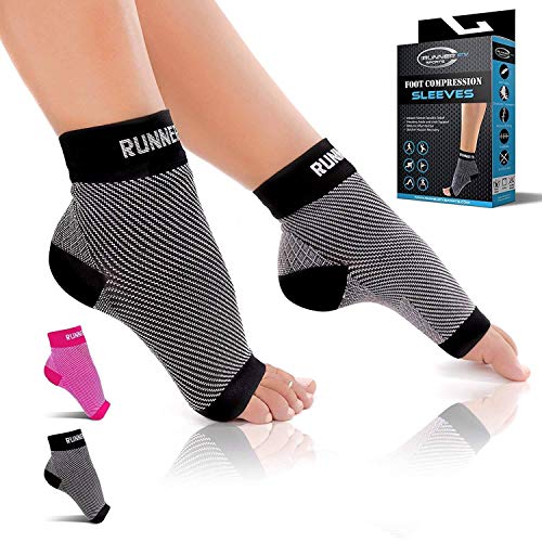 Runner FX Sports Plantar Fasciitis Sock for Men and Women, Compression Foot Sleeves with Arch and Ankle Support, Foot Brace