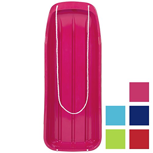 Best Choice Products 48in Kids Plastic Toboggan Snow Sled w/Pull Rope, Pink