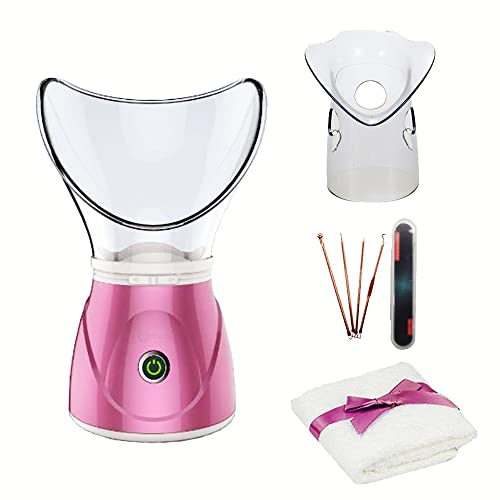Hann® Facial Steamer Professional Sinus Steam Inhaler Face Skin Moisturizer Facial Mask Sauna Spa Steamers with Aromatherapy Diffuser Humidifier Function (Pink)
